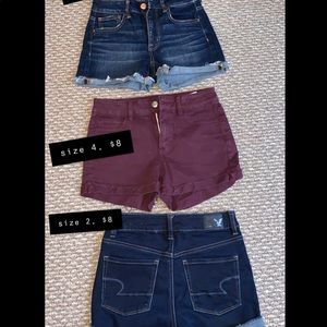 AE SHORTS, top & middle are size 4, other size 2